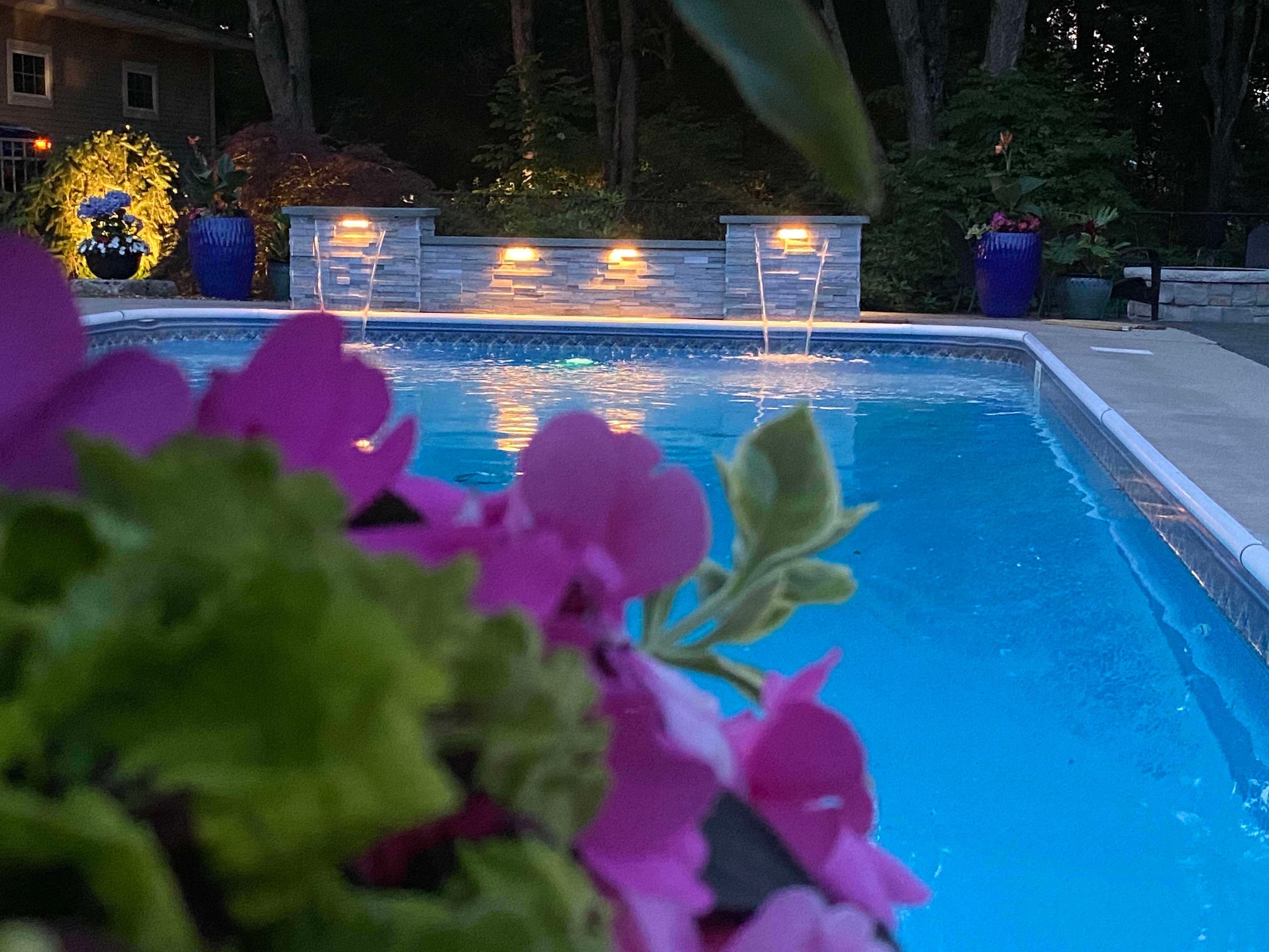 Water Stream Pool With Plantings